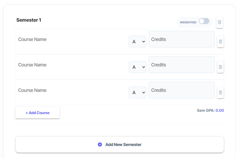College GPA Calculator